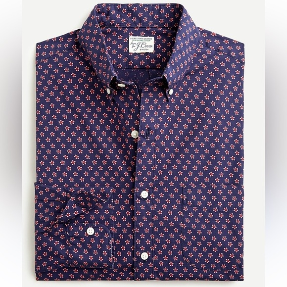 J.Crew Navy and Pink Floral Slim Fit Button Down Shirt - Medium - Picture 2 of 11